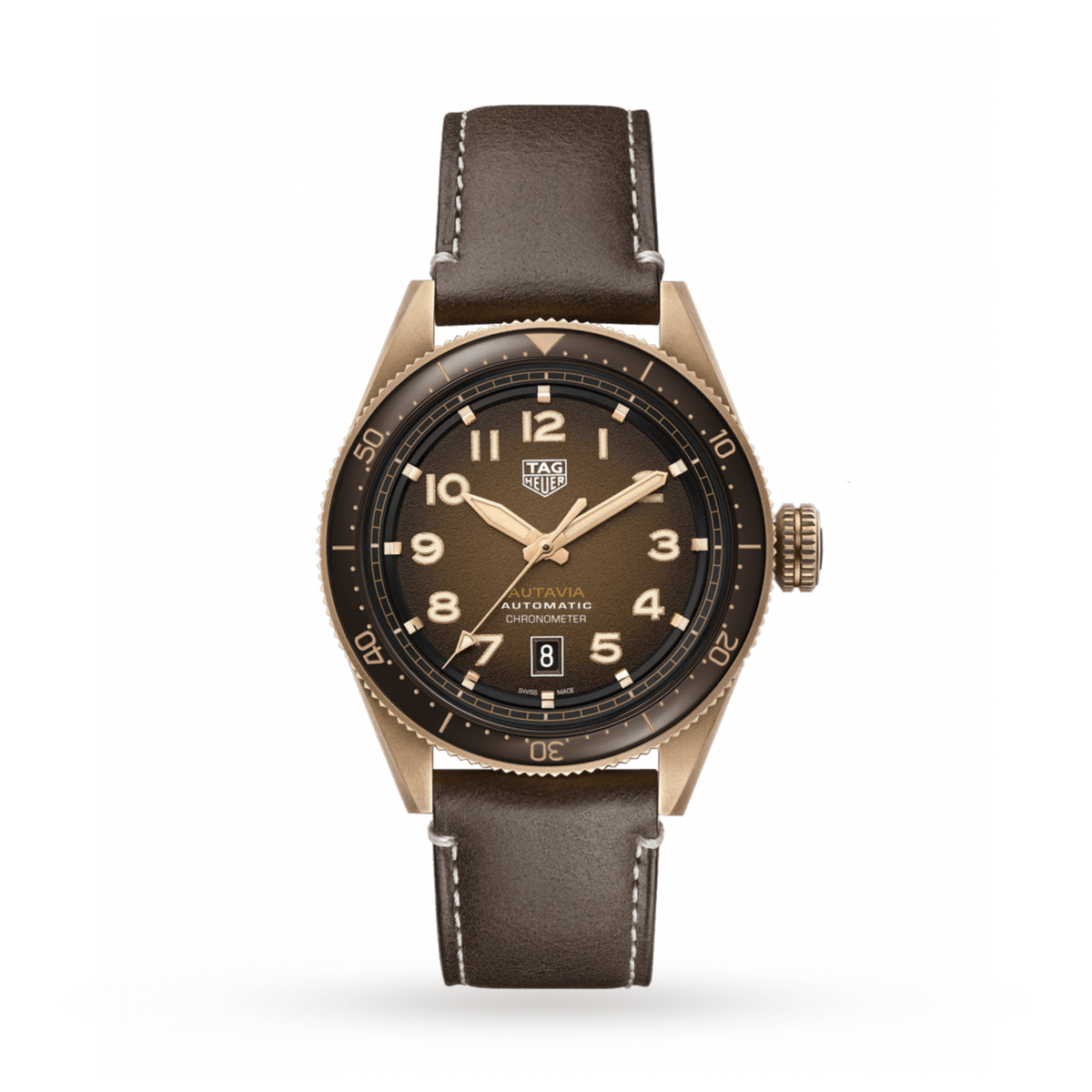 TAG Heuer Autavia Brown Dial Calibre 5 Chronometer Bronze Case Mens Watch WBE5191.FC8276