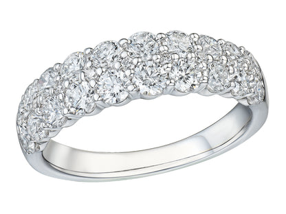18ct White Gold Two Row Diamond Set Half Eternity Dress Ring