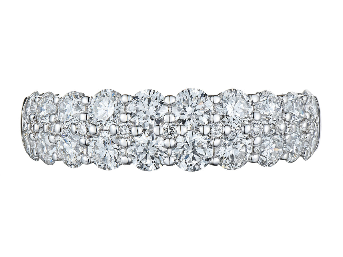 18ct White Gold Two Row Diamond Set Half Eternity Dress Ring