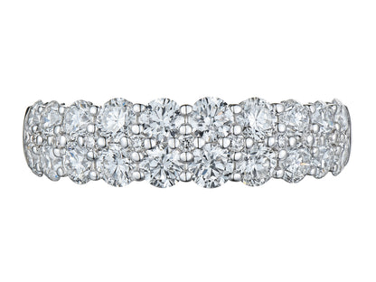 18ct White Gold Two Row Diamond Set Half Eternity Dress Ring