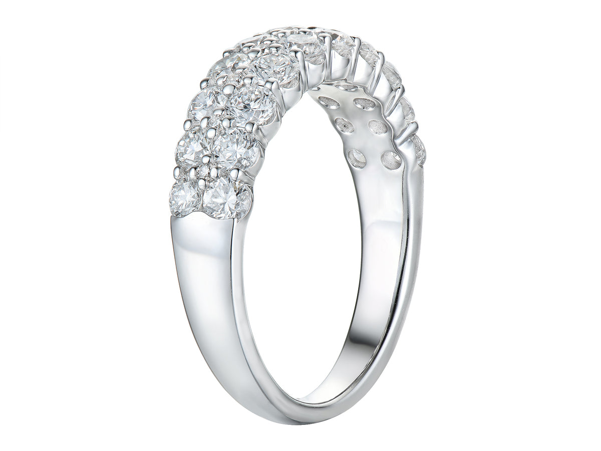 18ct White Gold Two Row Diamond Set Half Eternity Dress Ring
