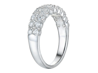 18ct White Gold Two Row Diamond Set Half Eternity Dress Ring