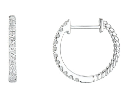 18ct White Gold Diamond Set Twist Hoop Earrings