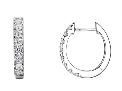 18ct White Gold Claw Set Diamond Hoop Earrings