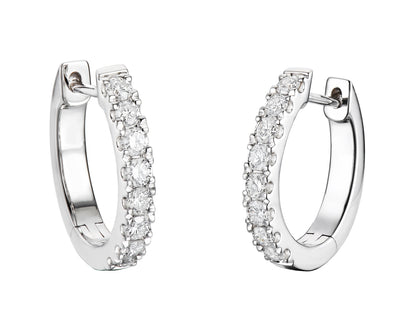 18ct White Gold Claw Set Diamond Hoop Earrings