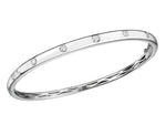 9ct White Gold Oval Hinged Drill Set/Swiss Set Diamond Bangle