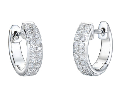 18ct White Gold Double Row Claw Set Diamond Hoop Earrings