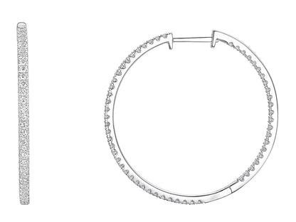 18ct White Gold Claw Set Diamond Hoop Earrings