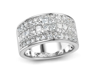 18ct White Gold Diamond Set Five Row Dress Ring