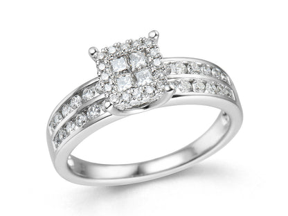 18ct White Gold Diamond Set Fancy Cluster Dress Ring