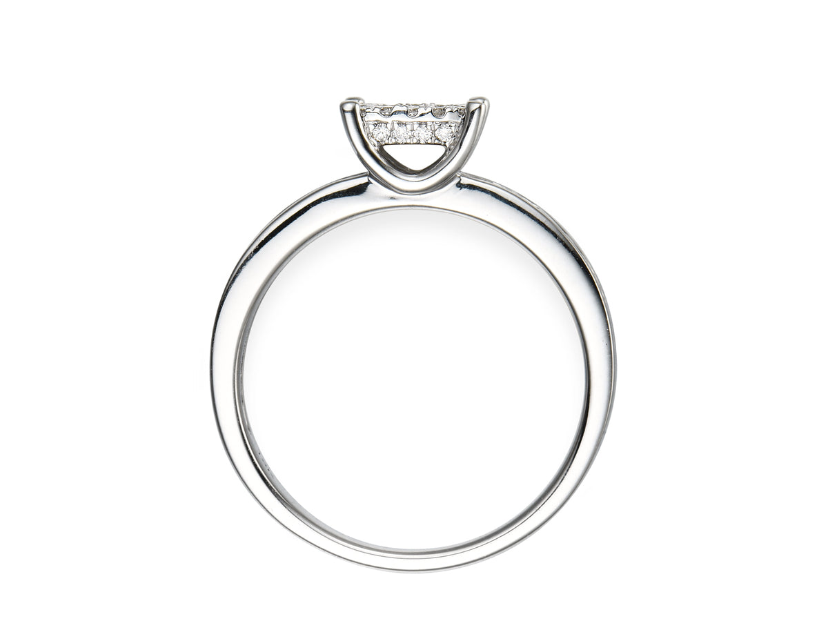18ct White Gold Diamond Set Fancy Cluster Dress Ring