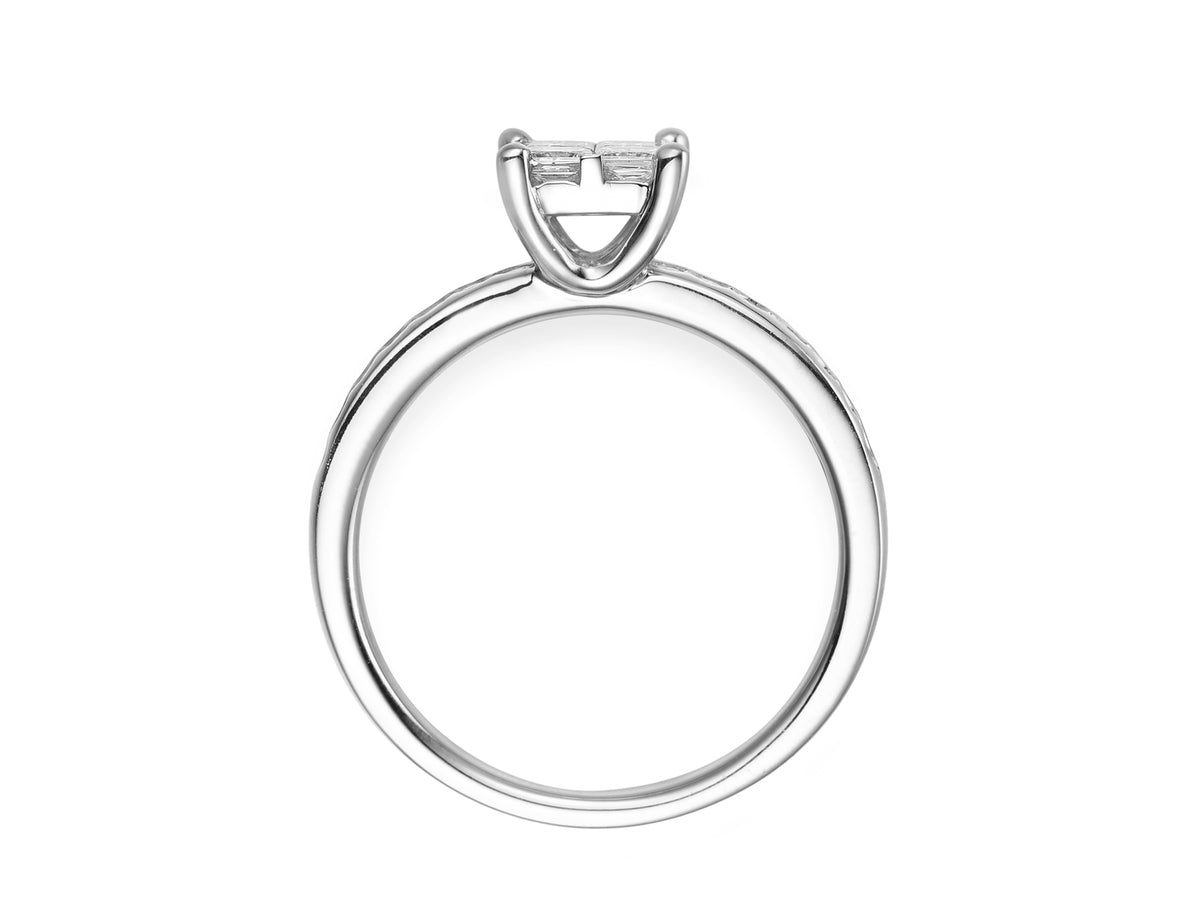 18ct White Gold Princess Cut Diamond Set Fancy Cluster Ring