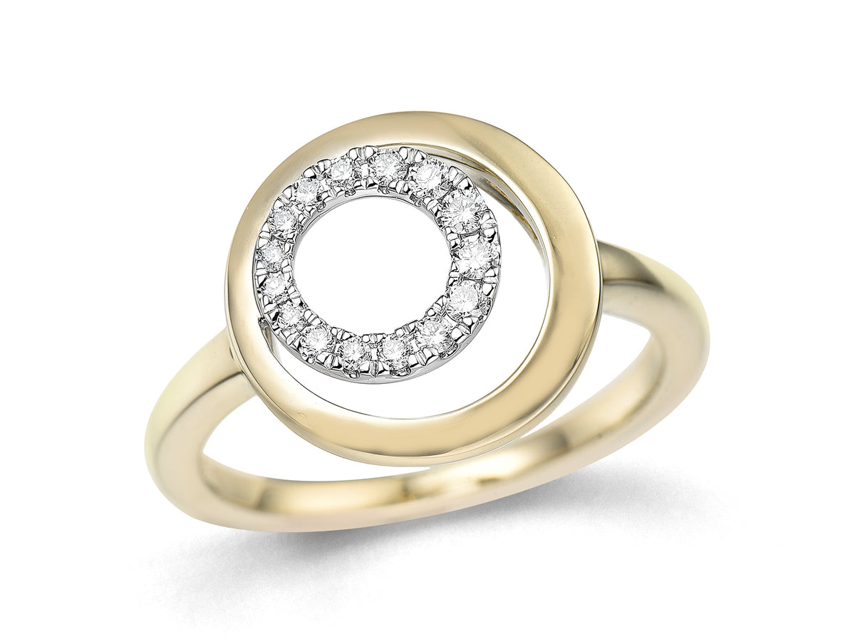 18ct Yellow & White Gold Diamond Set Circle Dress Ring