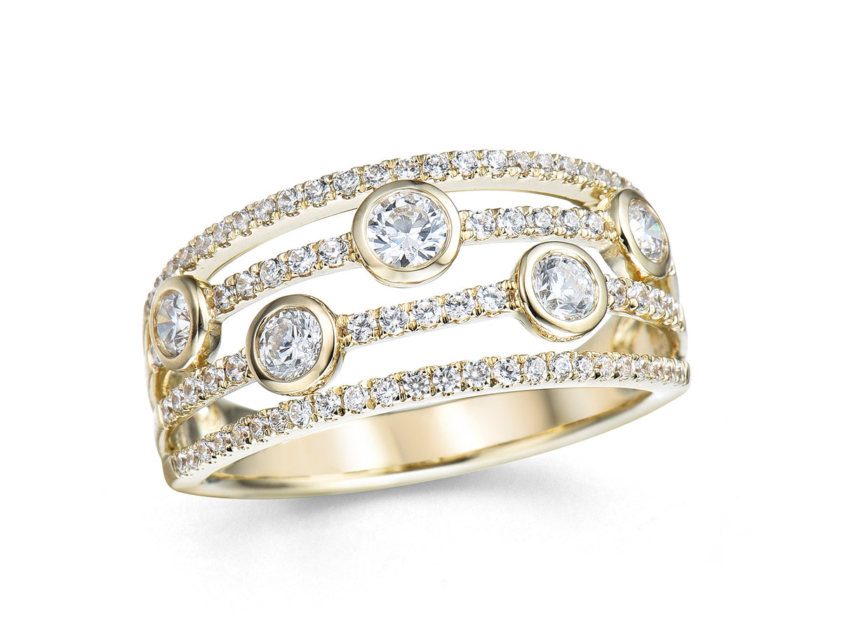 18ct Gold Diamond Set Bubble Dress Ring