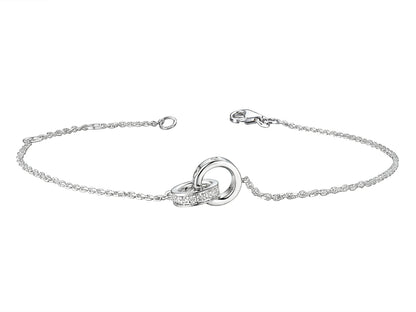 18ct White Gold Diamond Set Interlocking Rings Bracelet
