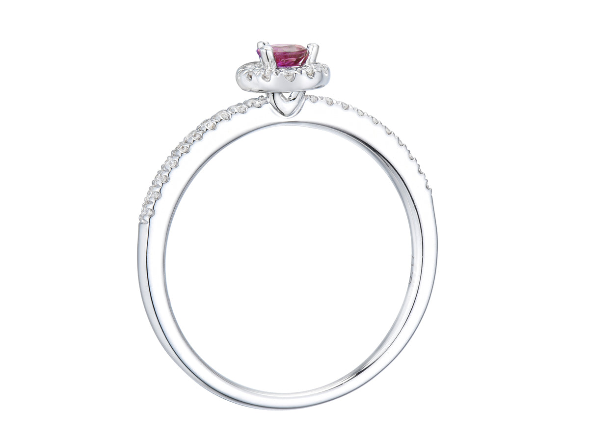 18ct White Gold Pear Shaped Ruby & Diamond Set Cluster Ring
