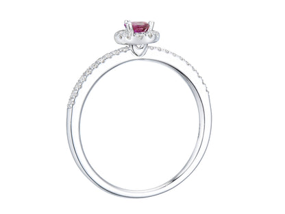 18ct White Gold Pear Shaped Ruby & Diamond Set Cluster Ring