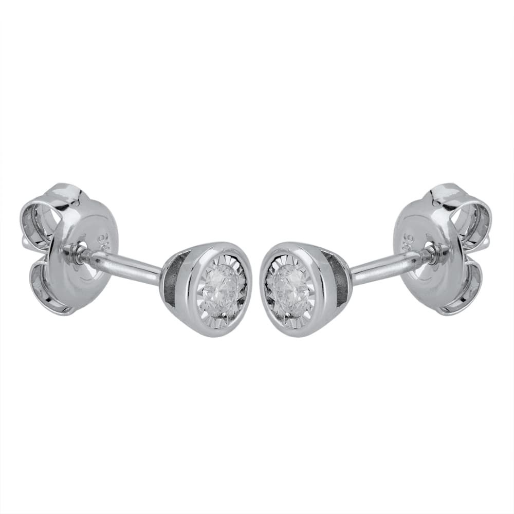 9ct White Gold Illusion Set 0.10ct Diamond Stud Earrings