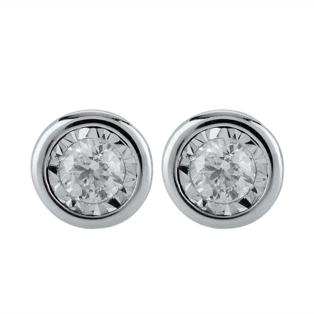 9ct White Gold Illusion Set 0.10ct Diamond Stud Earrings