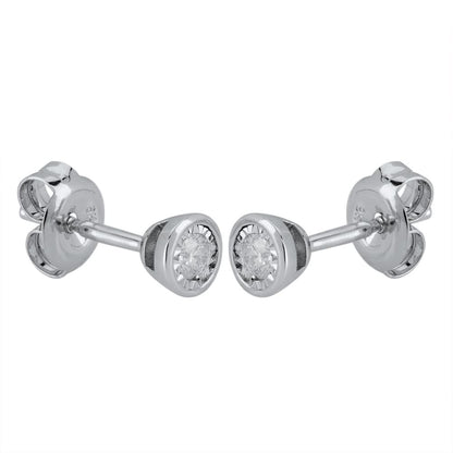 9ct White Gold Illusion Set 0.25ct Diamond Stud Earrings
