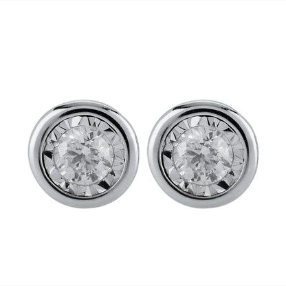 9ct White Gold Illusion Set 0.25ct Diamond Stud Earrings