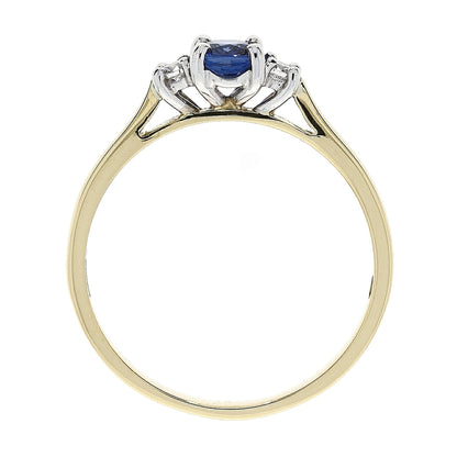 18ct Gold Sapphire & Diamond Set Three Stone Trilogy Ring