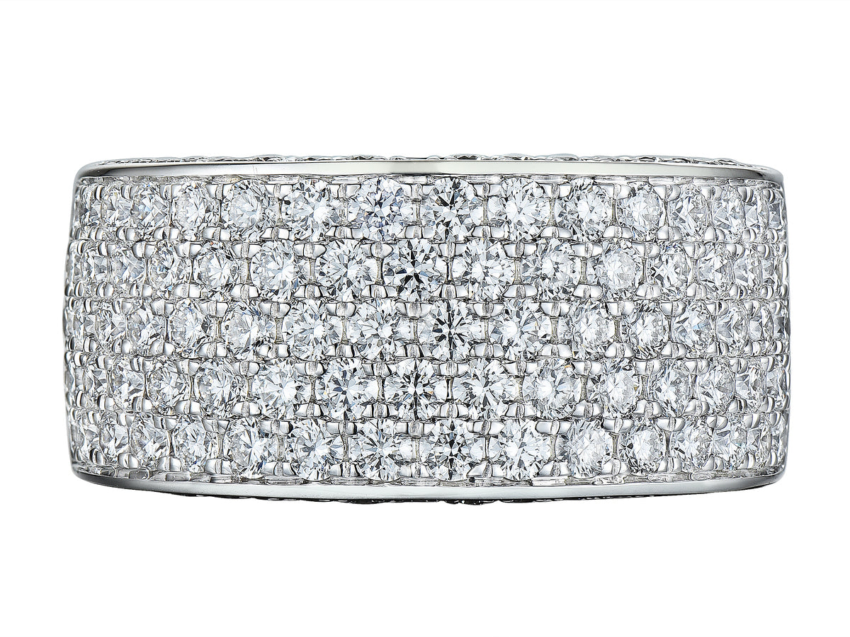 18ct White Gold Five Row Diamond Set Dress Ring