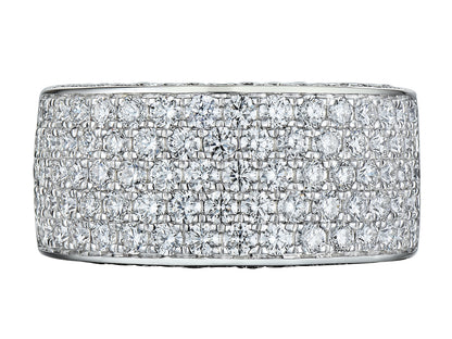 18ct White Gold Five Row Diamond Set Dress Ring