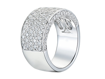 18ct White Gold Five Row Diamond Set Dress Ring
