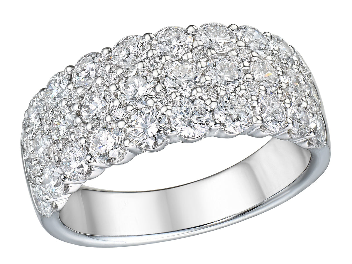 18ct White Gold Three Row Diamond Set Half Eternity Dress Ring