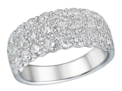 18ct White Gold Three Row Diamond Set Half Eternity Dress Ring