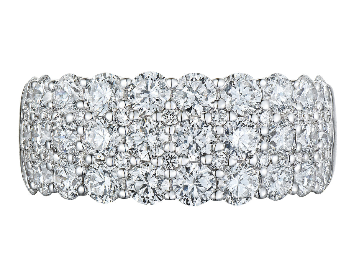 18ct White Gold Three Row Diamond Set Half Eternity Dress Ring