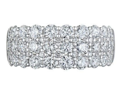 18ct White Gold Three Row Diamond Set Half Eternity Dress Ring