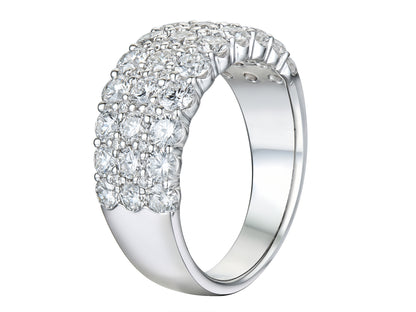 18ct White Gold Three Row Diamond Set Half Eternity Dress Ring