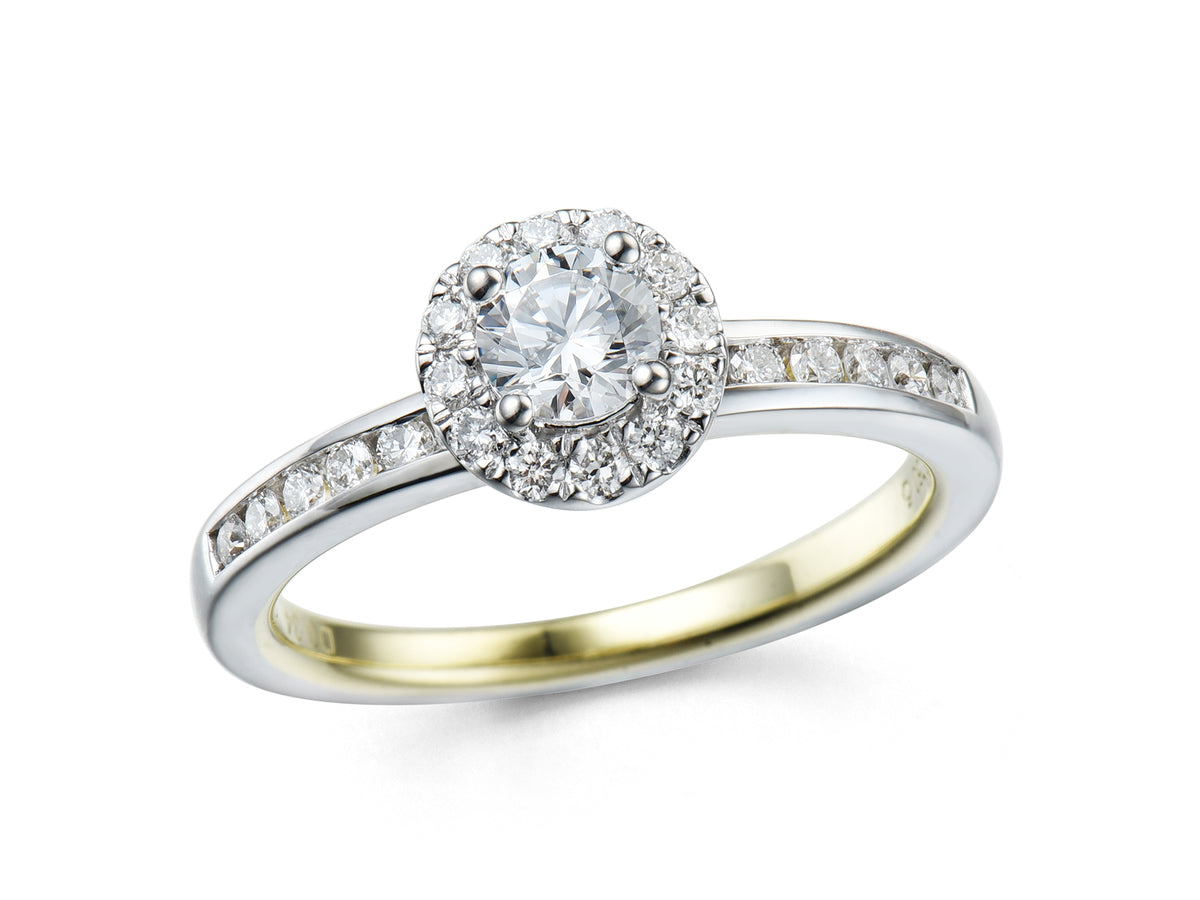 18ct Yellow & White Gold Diamond Set Halo Cluster Ring