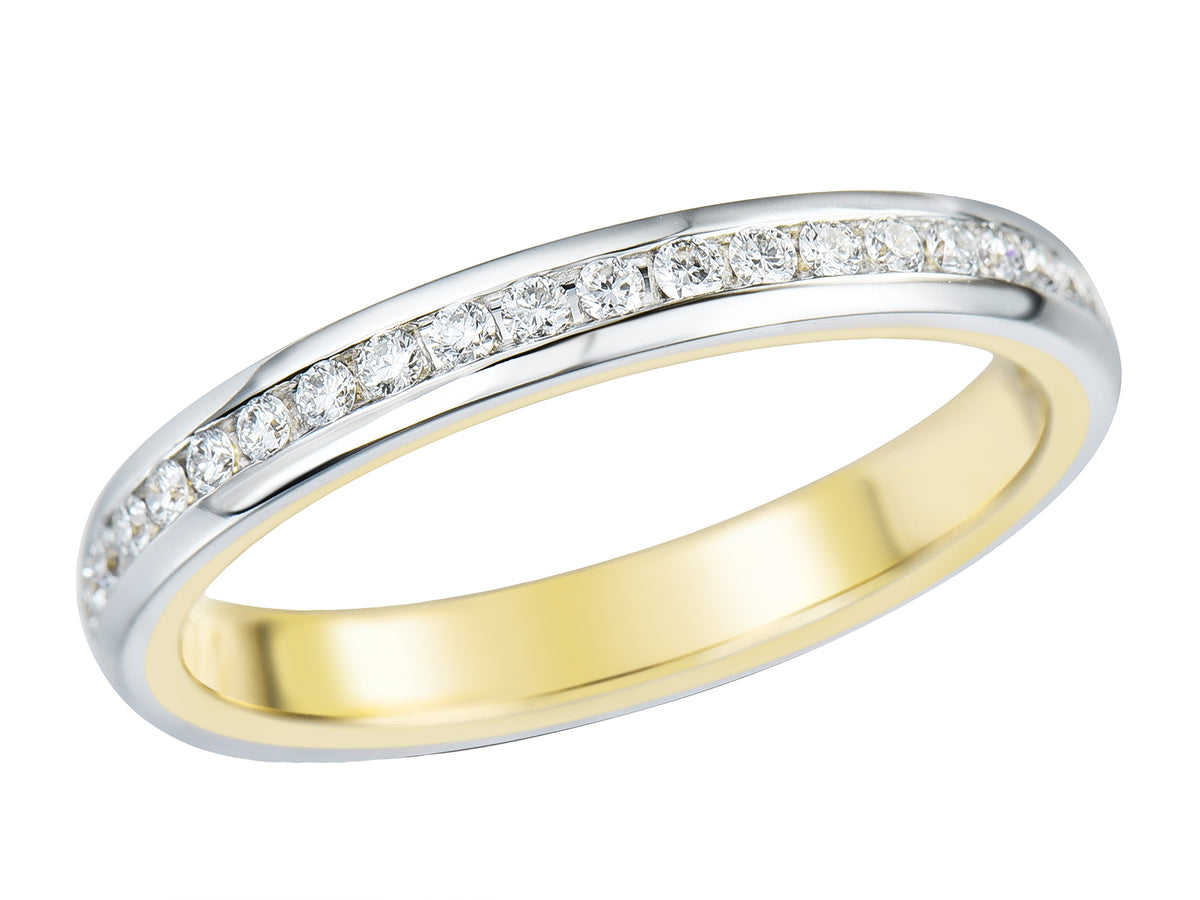 18ct Yellow & White Gold Diamond Channel Set Ring