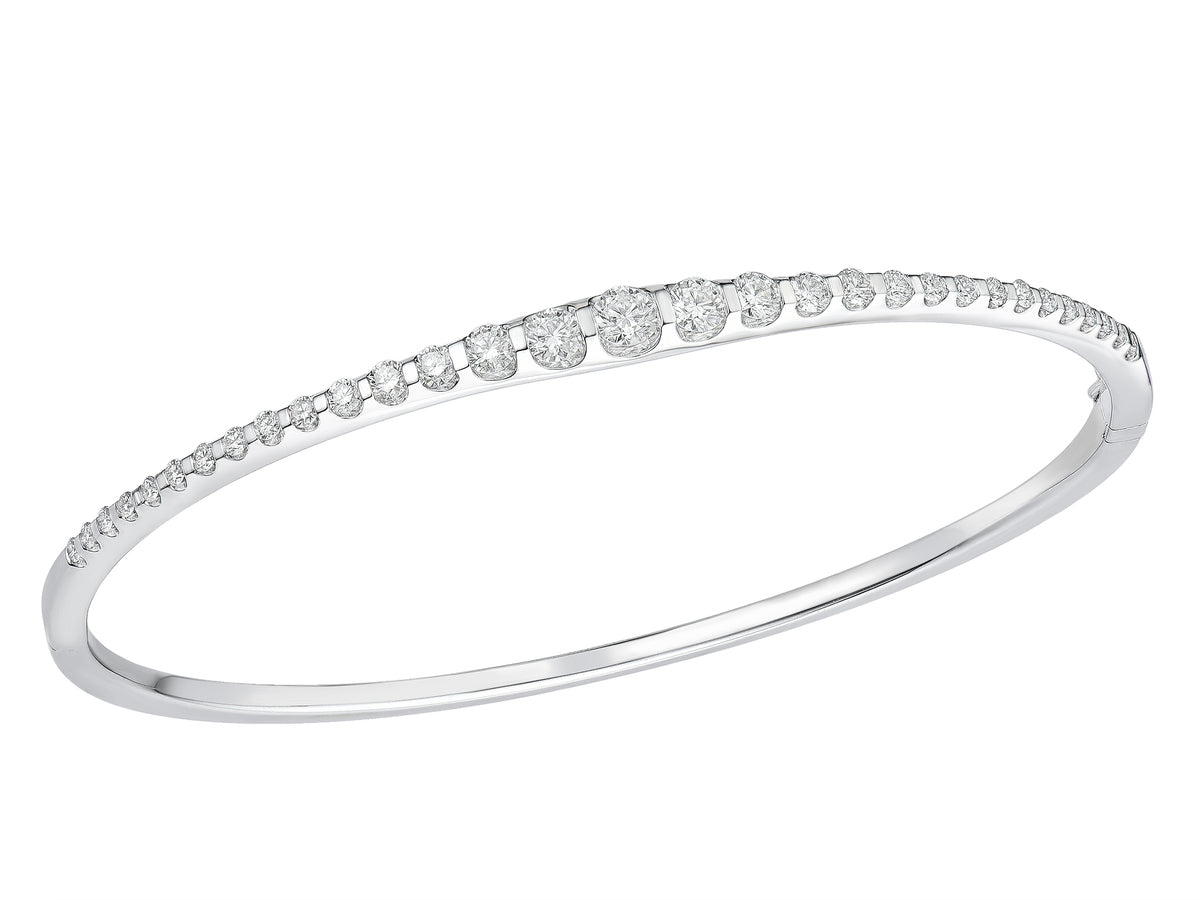 18ct White Gold Diamond Set Hinged Bangle