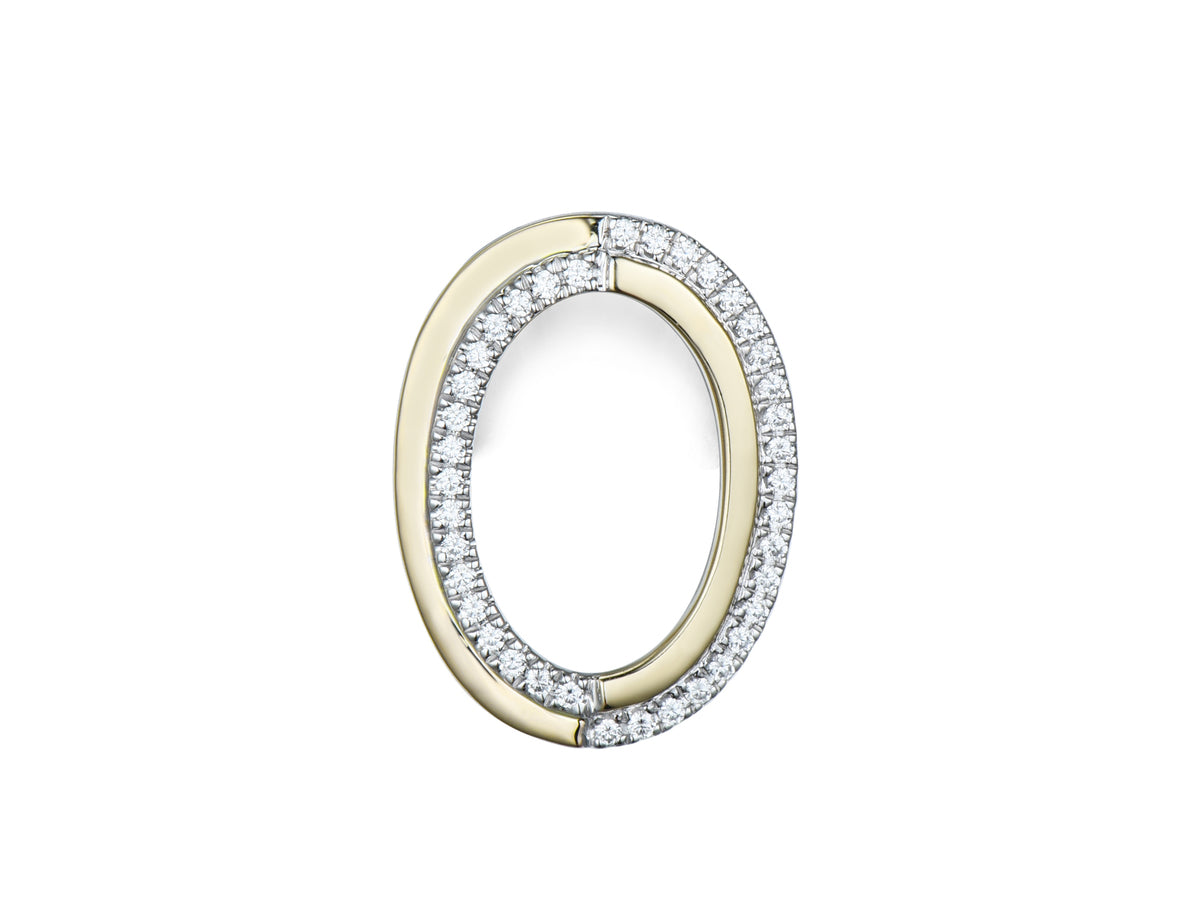 18ct Yellow, White & Pink Gold Diamond Set Openwork Oval Pendant Necklace