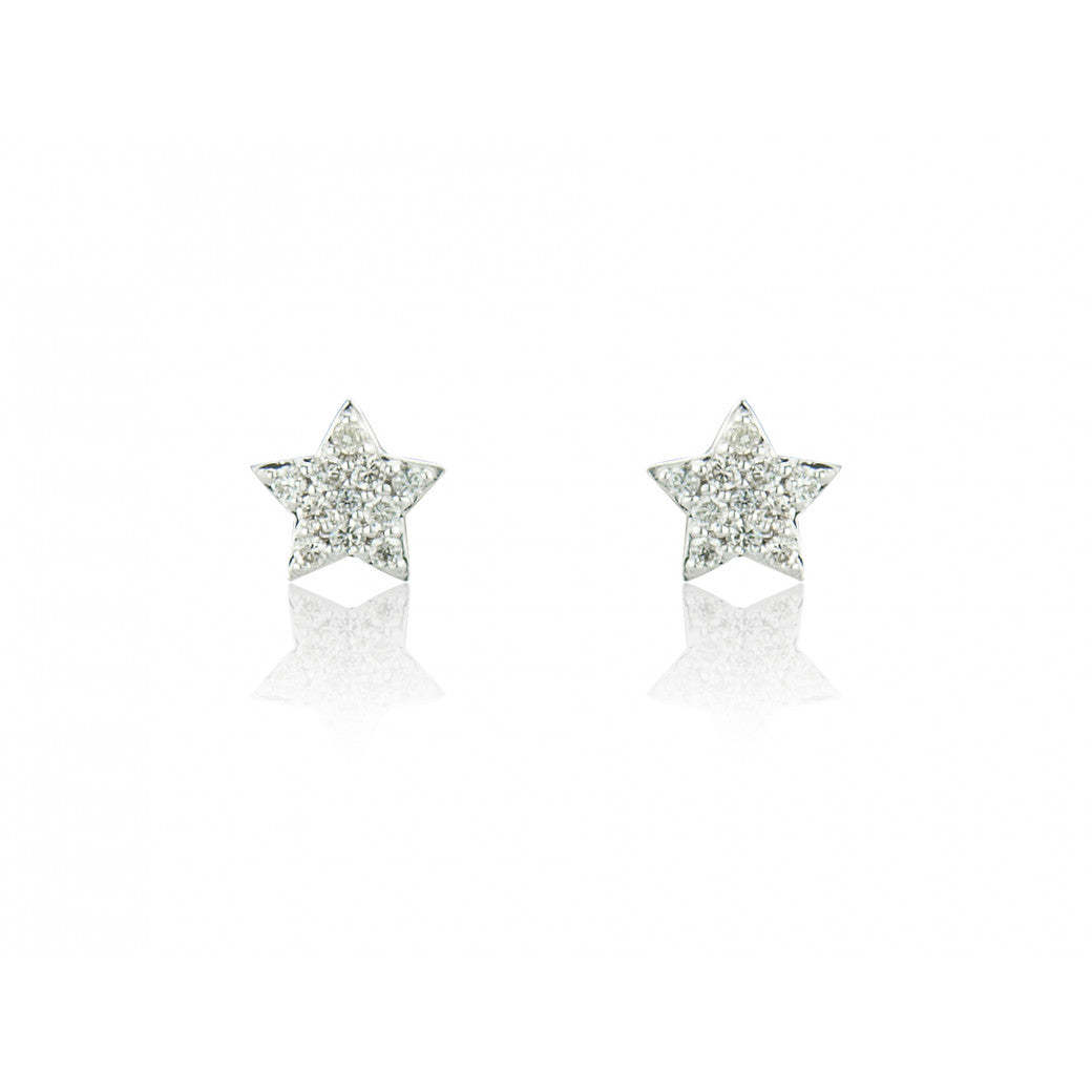 9ct Gold Pavé Set Diamond Star Stud Earrings