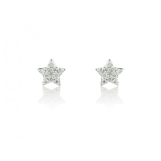9ct Gold Pavé Set Diamond Star Stud Earrings