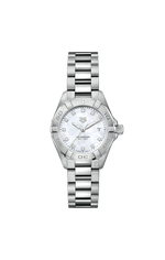 TAG Heuer Aquaracer Stainless Steel Mother of Pearl Diamond Set Dial Womens Quartz 27mm Watch WBD1414.BA0741