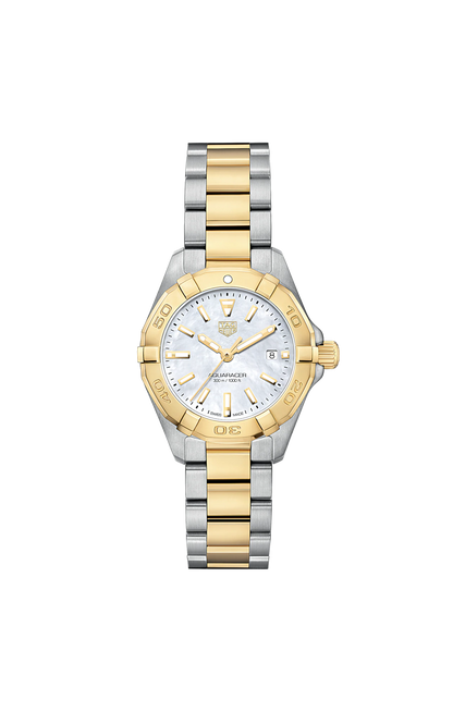 TAG Heuer Aquaracer Mother of Pearl Dial Two Tone Womens Quartz 27mm Watch WBD1420.BB0321