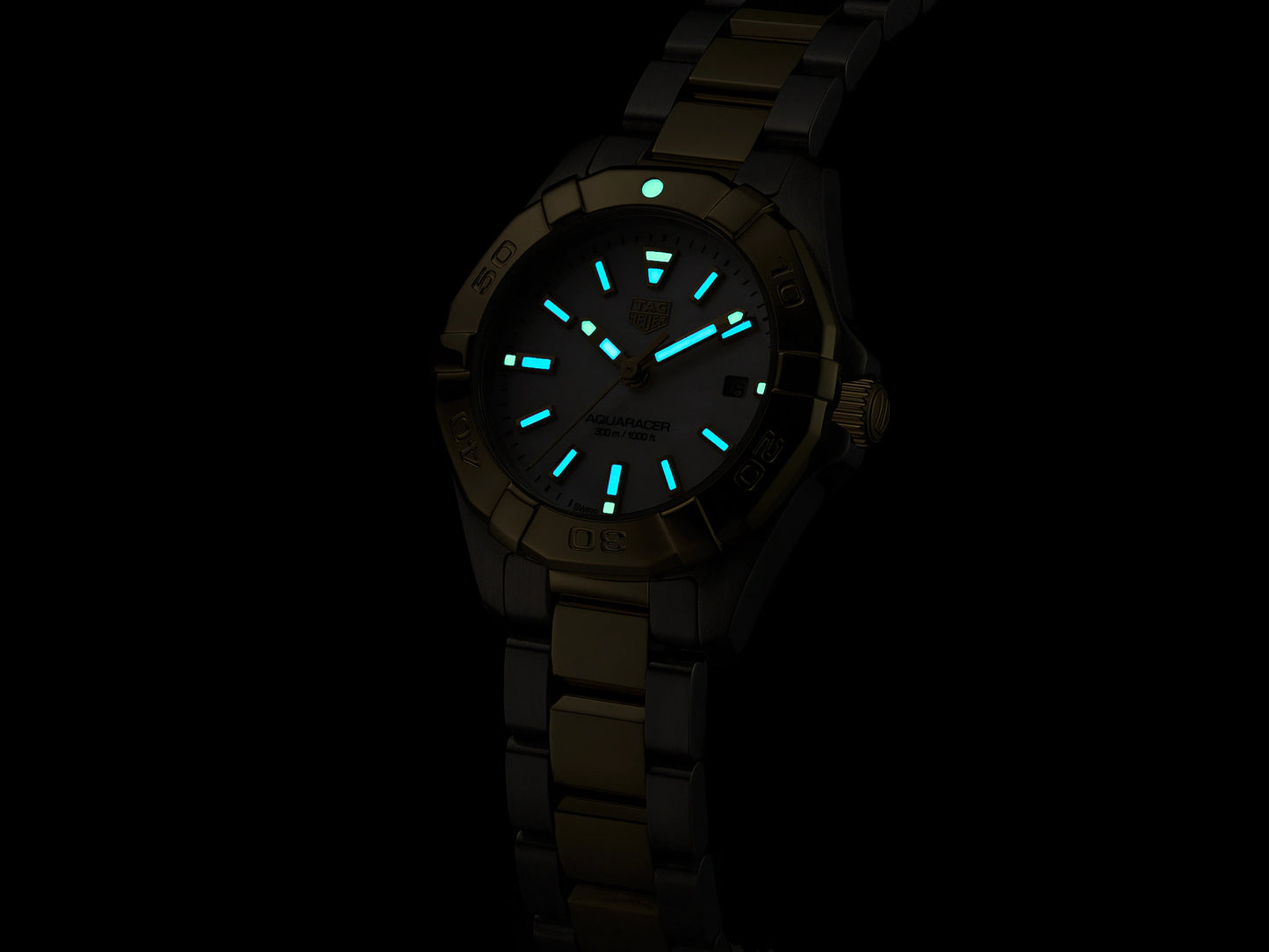 TAG Heuer Aquaracer Mother of Pearl Dial Two Tone Womens Quartz 27mm Watch WBD1420.BB0321