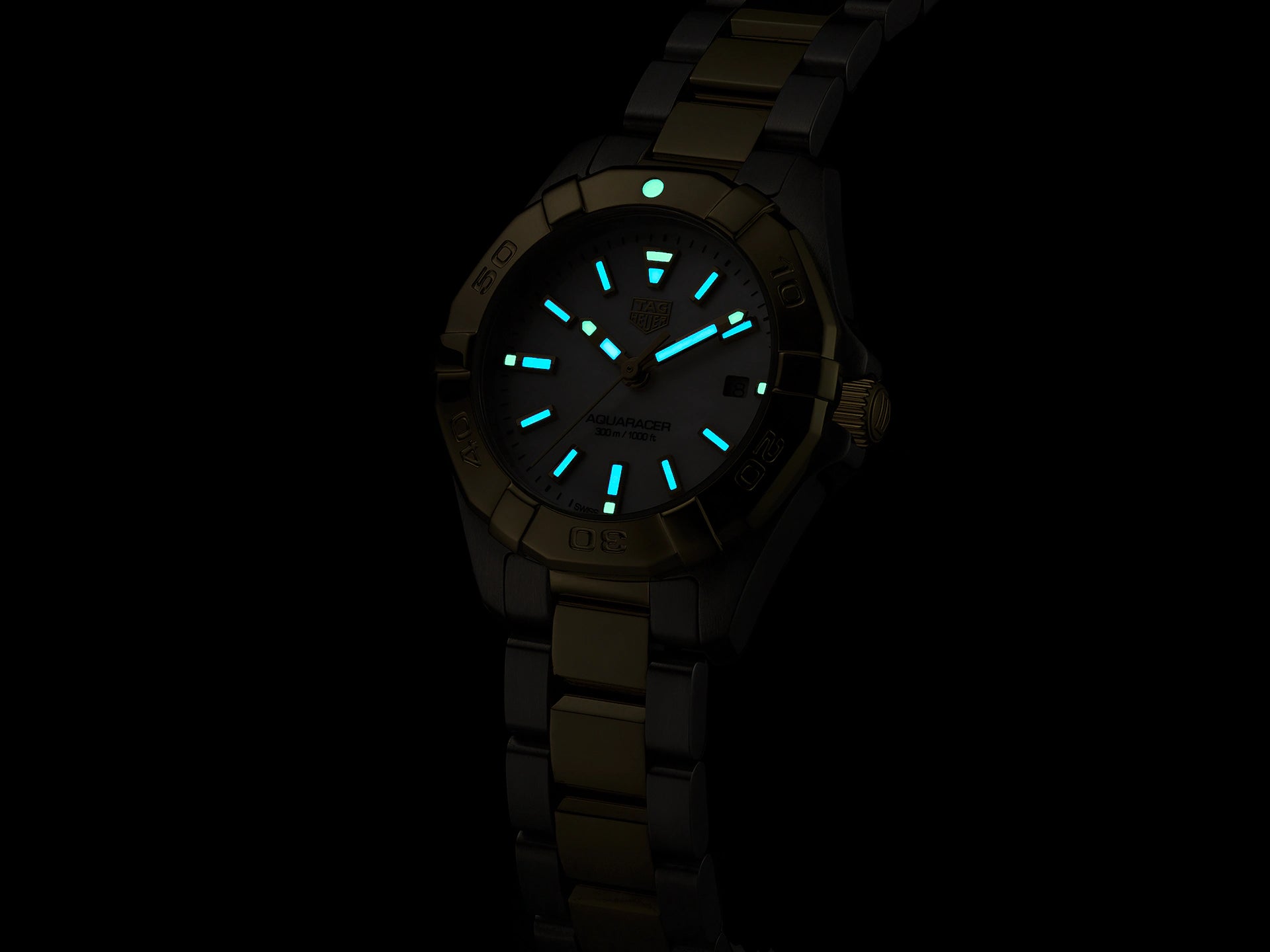 TAG Heuer Aquaracer Mother of Pearl Dial Two Tone Womens Quartz 27mm Watch WBD1420.BB0321