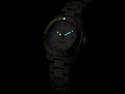 TAG Heuer Aquaracer Mother of Pearl Diamond Set Dial Two Tone Womens Quartz 27mm Watch WBD1422.BB0321