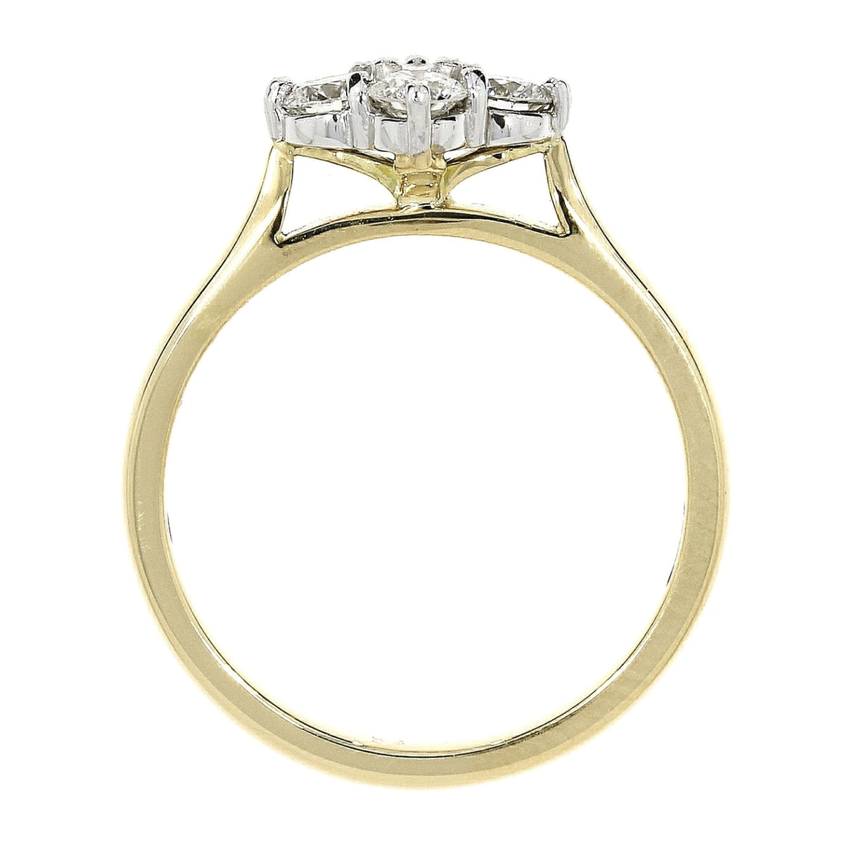 18ct Yellow & White Gold Four Stone Diamond Set Cluster Ring