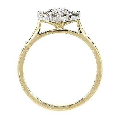 18ct Yellow & White Gold Four Stone Diamond Set Cluster Ring