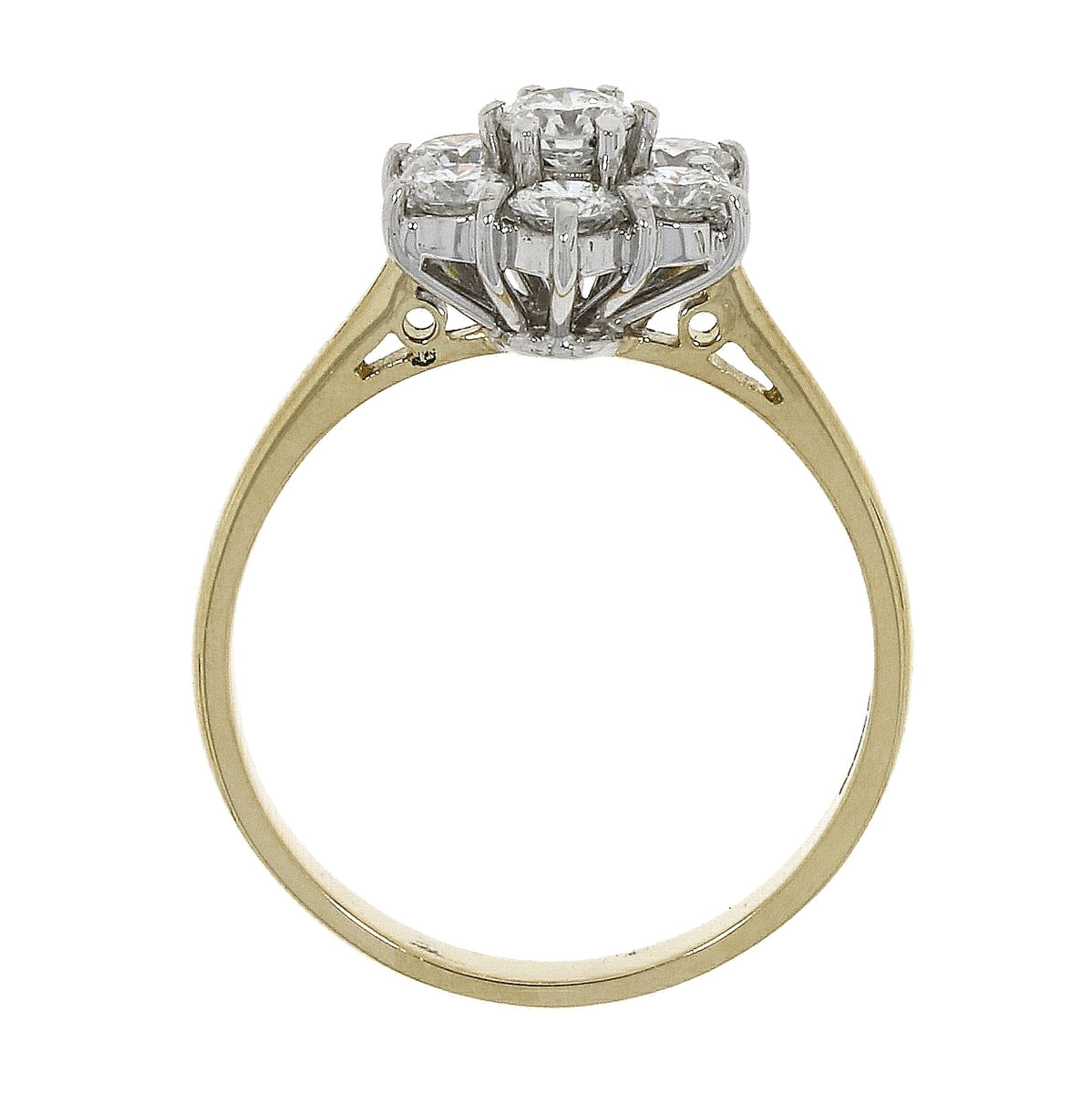 18ct Yellow & White Gold Seven Stone 0.90ct Diamond Set Cluster Ring