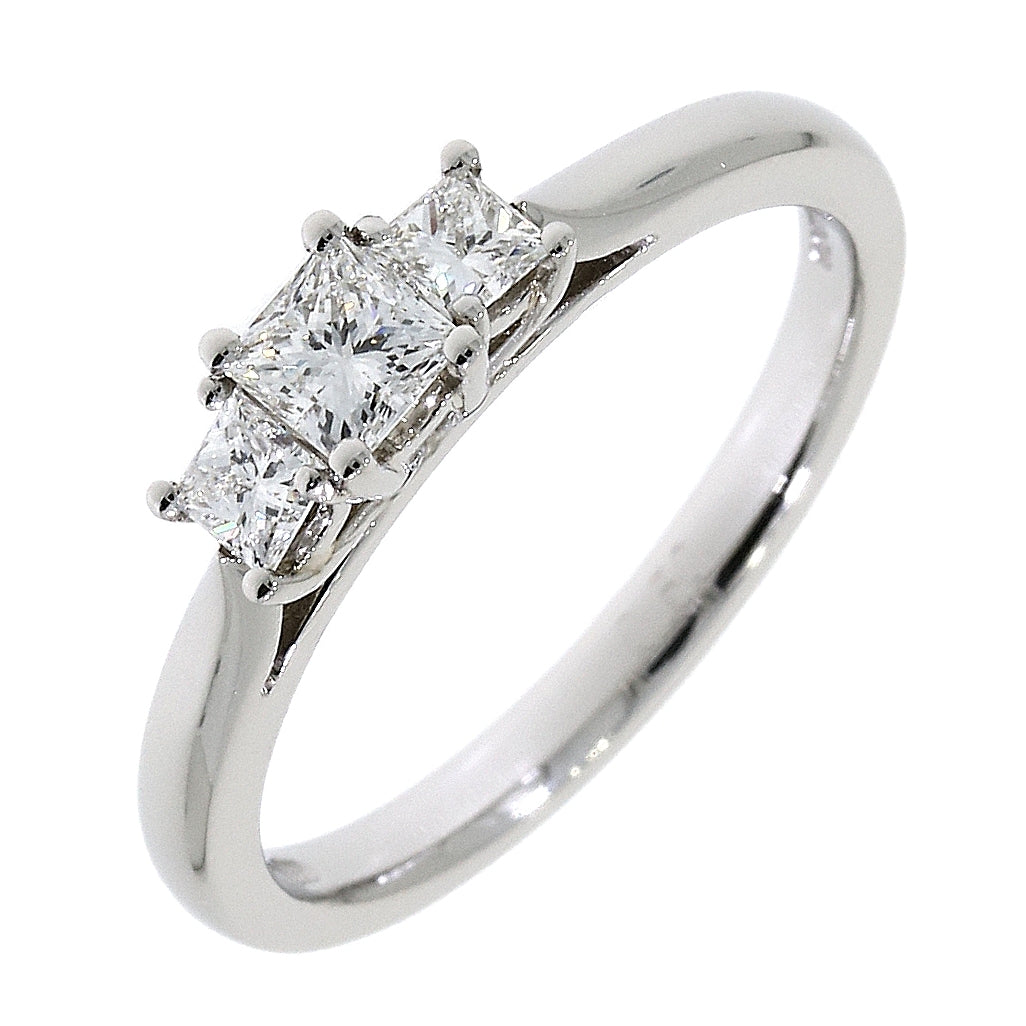Platinum Three Stone Graduated Princess Cut Diamond Claw Set Trilogy Ring
