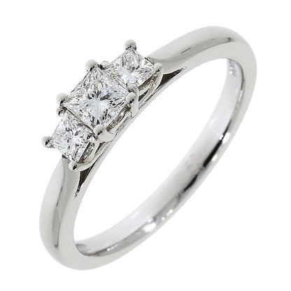 Platinum Three Stone Graduated Princess Cut Diamond Claw Set Trilogy Ring